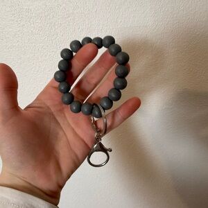 Gray Beaded Keychain Bracelet